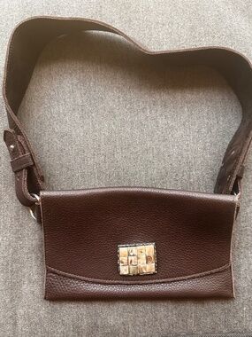 Stunning Leather Waist Pack with Pearl Embellishments.